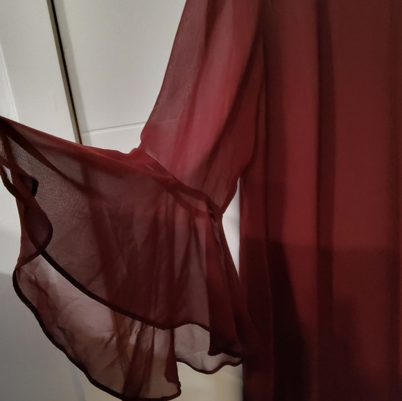 INC International Concepts Burgundy Bell Sleeve Mini Dress Size 10 - Picture 3 of 8